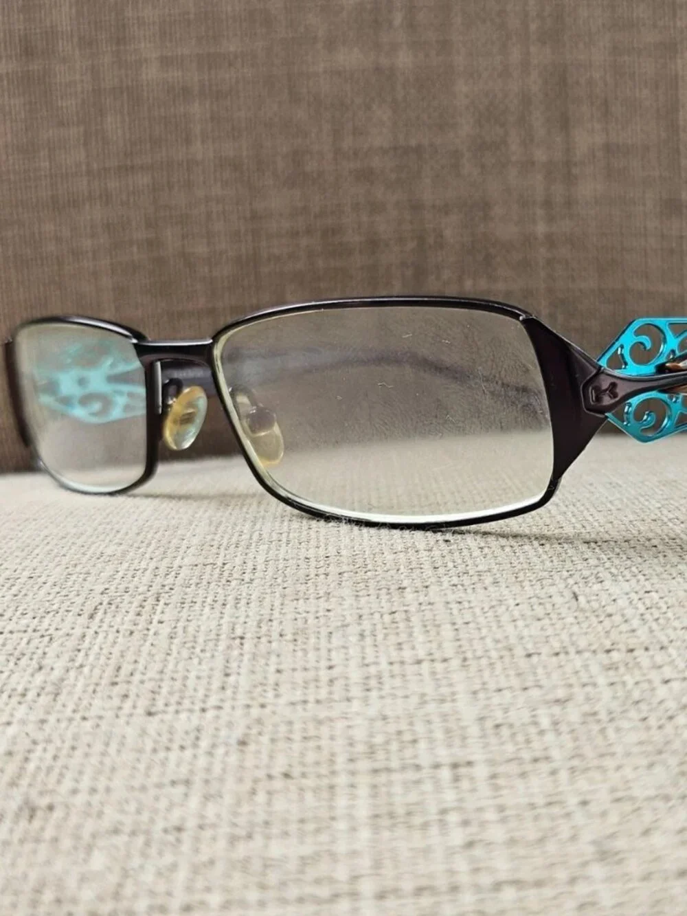 Morel France Women Eyeglasses Frame Brown W/ Turquoise Accent Glasses 6567K